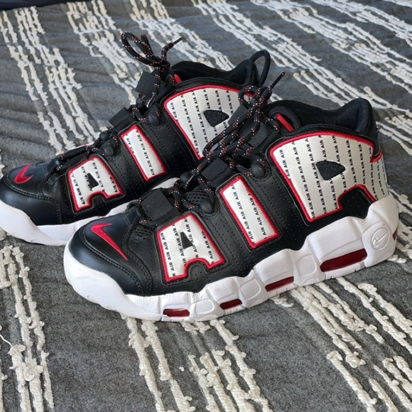 Nike Air Uptempo Pinstripe Black/Red/white Men 8.5 - Picture 2 of 5